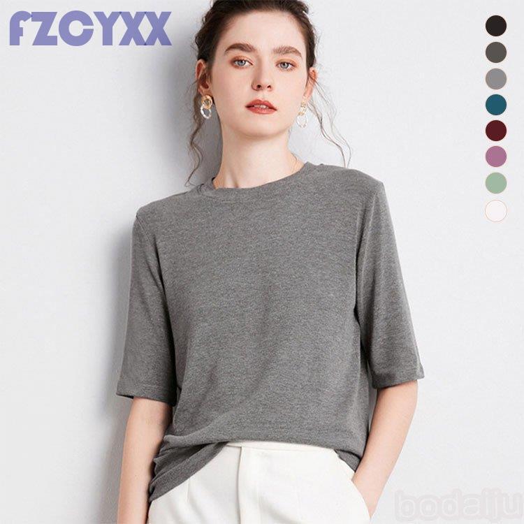 Tシャツ レディース トップス カットソー 五分袖 夏 クルーネック 定番アイテム 無地 透けにくい ソフト 柔らかい シンプル カジュアル Ao 0924 j566 Z2ストア 通販 Yahoo ショッピング