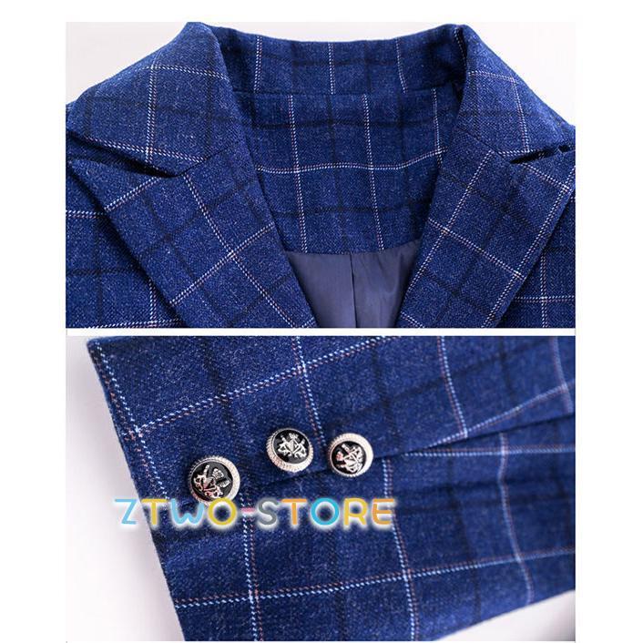 ヒルトン×アンジェリコ生地 スーツ A6 紺チェック 新品未使用　七五三　成人式 ヒルトン×アンジェリコ生地 スーツ A6 紺チェック 新品未使用 七五三