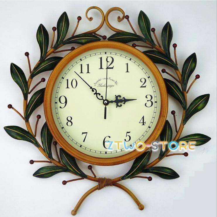 緑枝の葉 壁掛け時計 掛け時計 かけ時計 おしゃれ 壁飾り 北欧