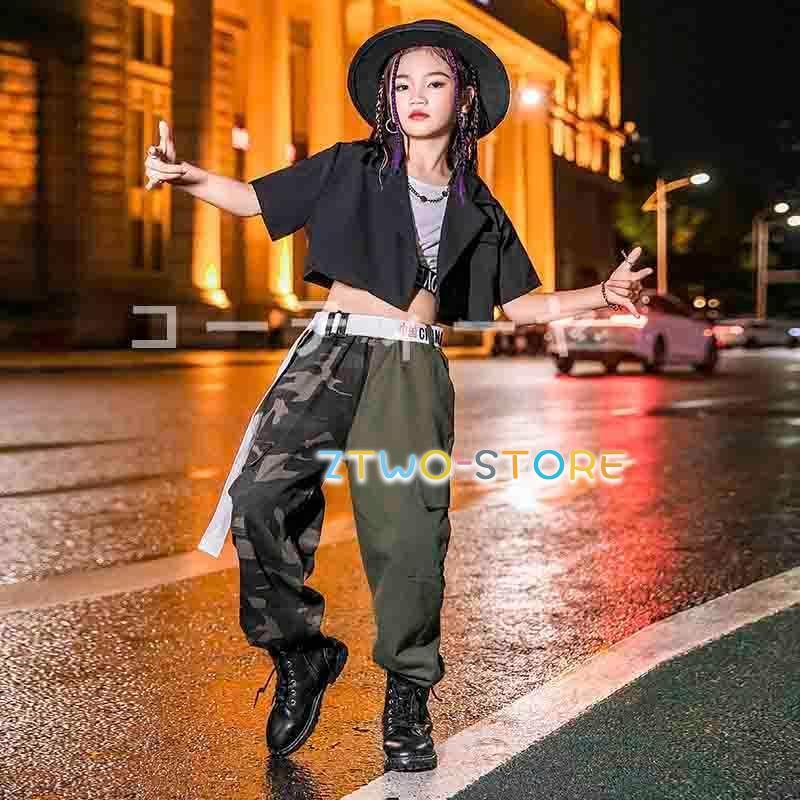 キッズダンス衣装 キッズ ジャケット 迷彩パンツ ヒップホップ