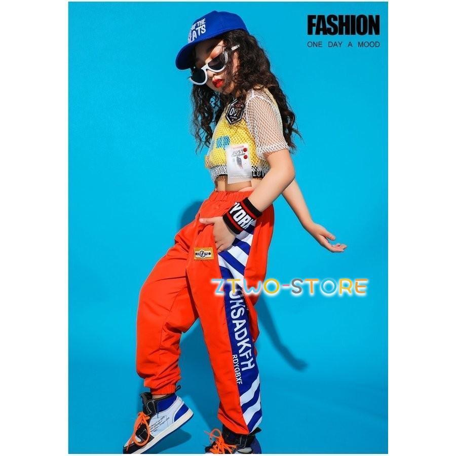 ダンスパンツ キッズ ダンス衣装 ズボン ヒップホップ シャカシャカジャージ ジャッズダンス 演出服 練習着 レギンス hiphop 紫 オレンジ  19xh86｜ztwo-store｜05