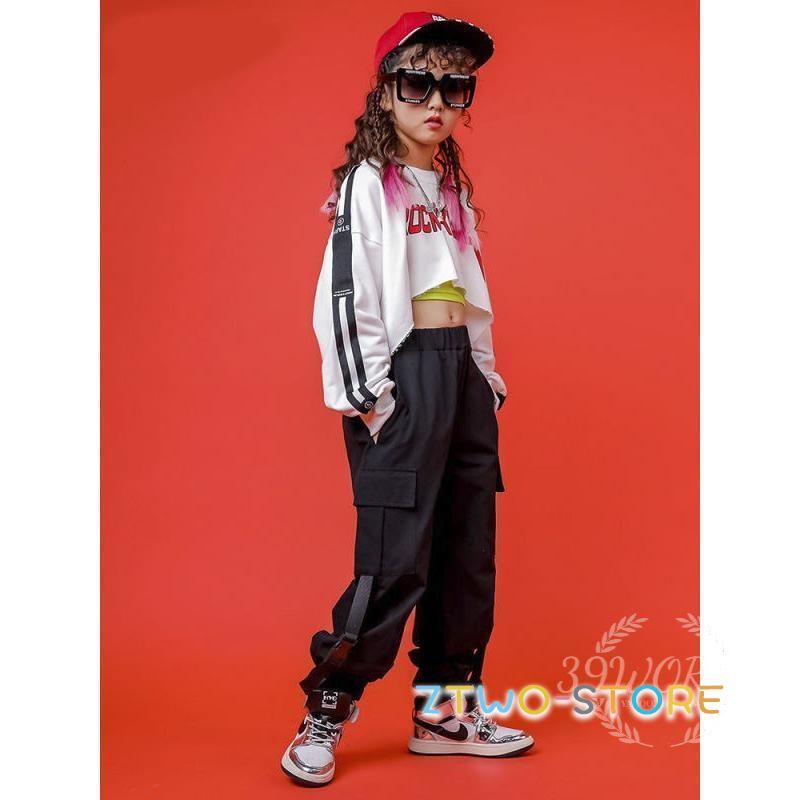 ジャズダンス キッズ ダンス衣装 ヒップホップ セットアップ 子供 ダンスパンツ ダンストップス HIPHOP 演出服 長袖 ステージ衣装 練習着 おしゃれ ステージ衣装｜ztwo-store｜04