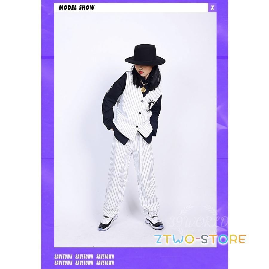 ロックダンス衣装 キッズダンス 子供 JAZZ DANCE スーツ ベスト スラックス 白 黒 パープル｜ztwo-store｜07