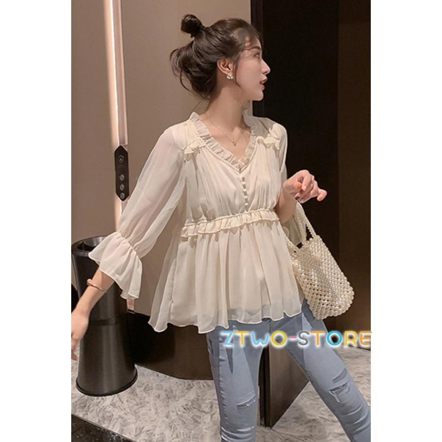 ペプラムトップス ブラウス レディース 五分袖 七分袖