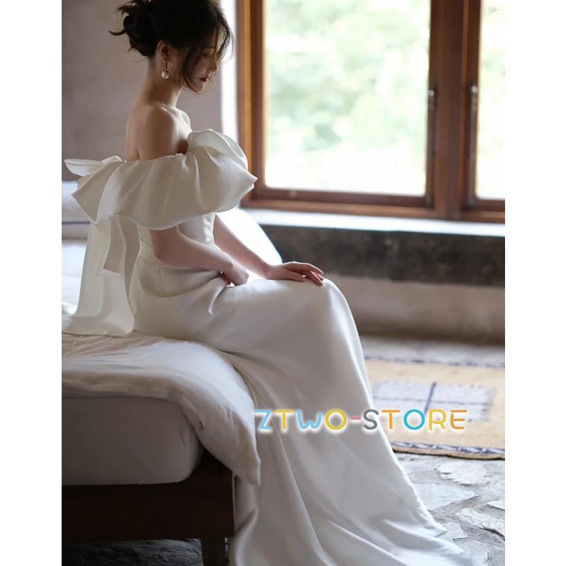 ウエディングドレス マーメイド トレーン ウェディングドレス 袖あり