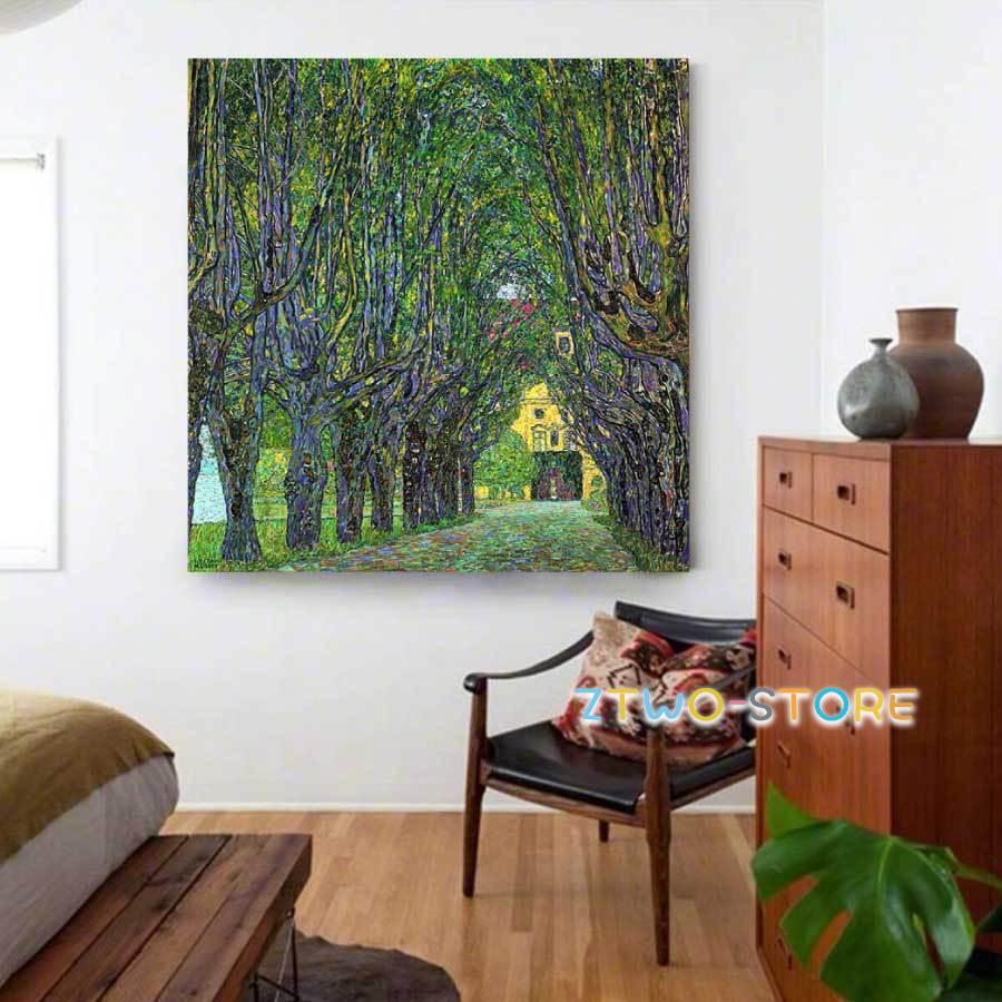 グスタフ クリムト カンマー城公園の並木道 名画 絵画 インテリア 装飾 ホテル カフェ リビング ファブリック オシャレ インテリア アートパネル_2