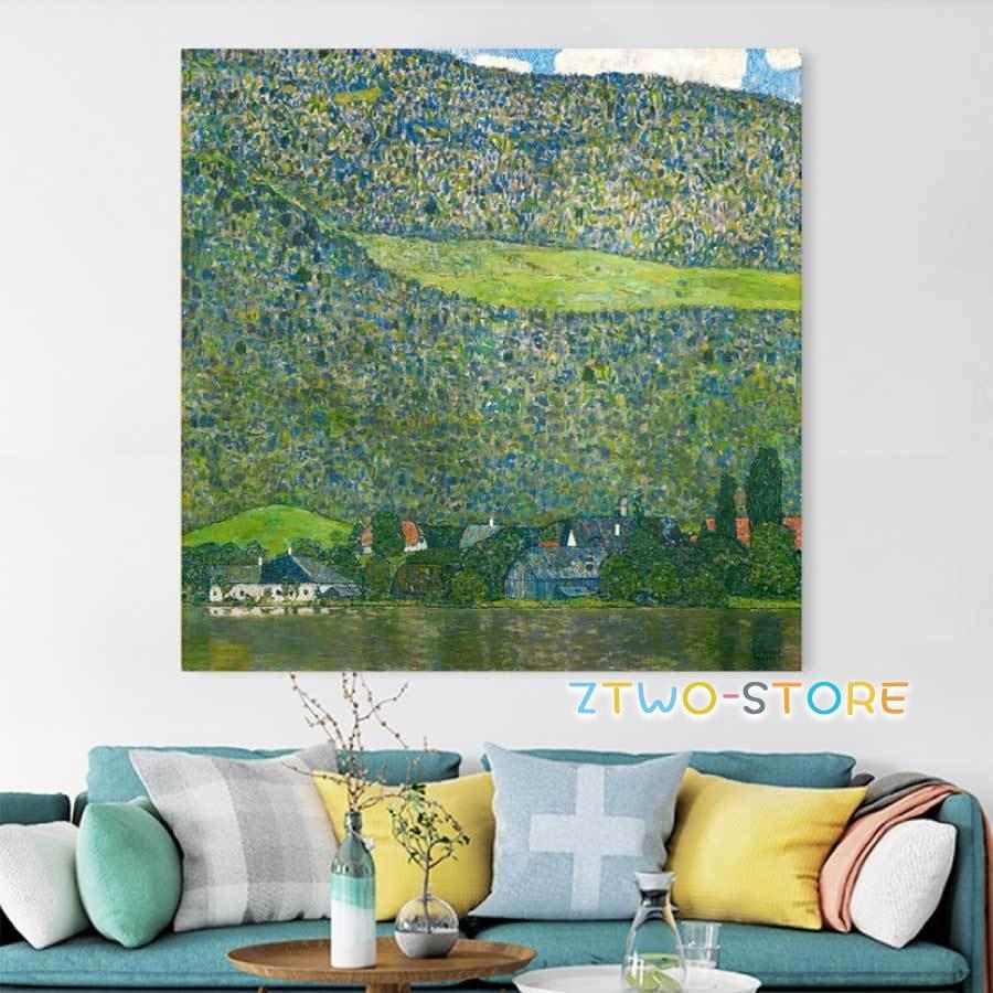 グスタフ クリムト アッター湖畔のリッツルベルク 名画 絵画 インテリア 装飾 ホテル カフェ リビング ファブリック オシャレ インテリア アートパネル_1