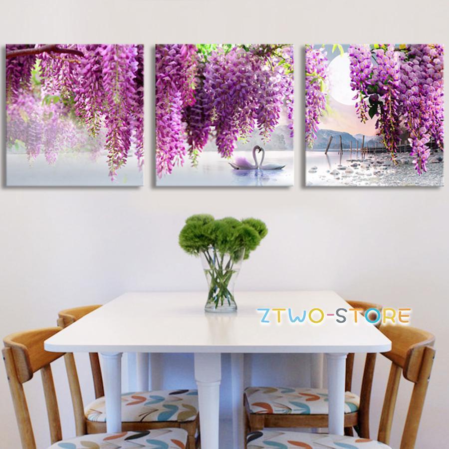 3枚セット 絵画 インテリア ファブリック 絵 植物 花　ハナ 40×40cm 壁掛け アートパネル リビング プレゼント_8