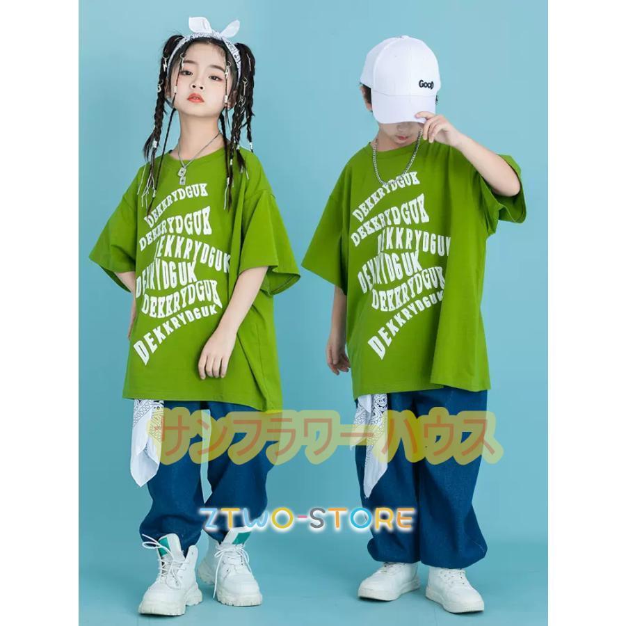 キッズダンス衣装 セットアップ 子供服 ヒップホップ 男の子 k-pop キッズ ダンス衣装 上下 tシャツ 半袖長ズボン半ズボン hiphop ダンスウェア｜ztwo-store｜02