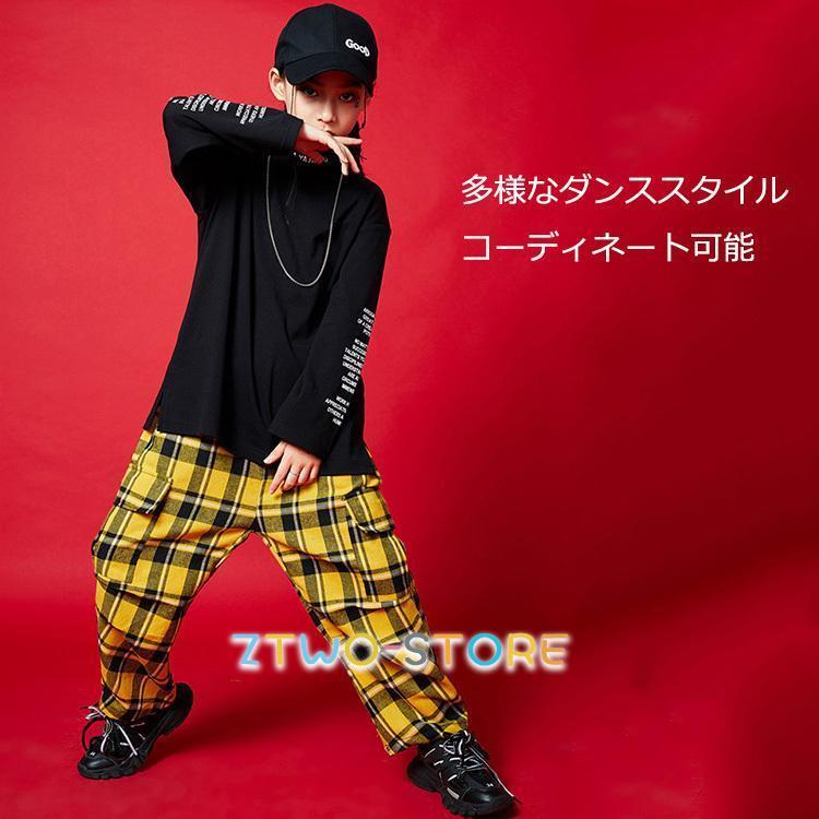 キッズ ダンス衣装 ヒップホップ 女の子 男の子 HIPHOP チェック柄 トップス ベスト ダンスウェア セットアップ ジュニア 子供 団体 ステージ衣装 演出服 韓国｜ztwo-store｜05