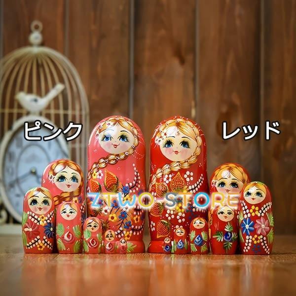 マトリョーシカ 民芸品 土産物 手作り人形 手描き 7個組 洋風