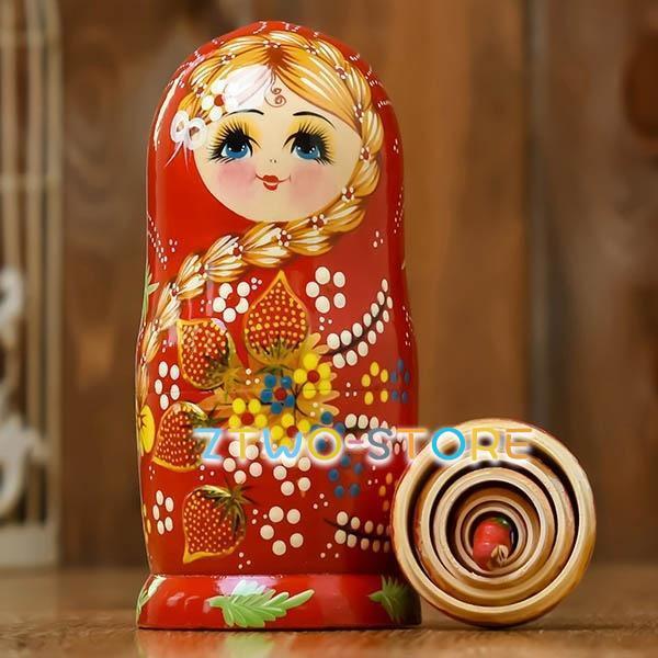 マトリョーシカ 民芸品 土産物 手作り人形 手描き 7個組 洋風