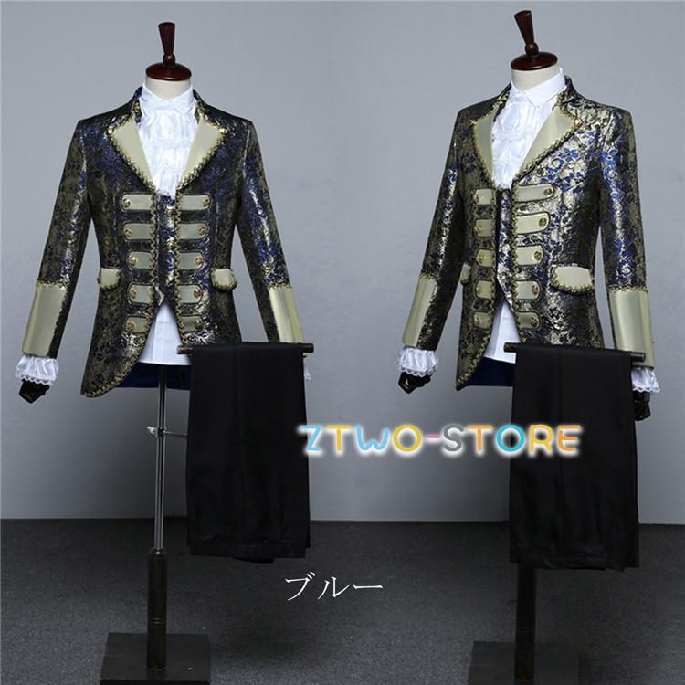 XS/S/M/L/XL 王子様 貴公子 メンズ 貴族 服 伯爵 男性用スーツ 5点