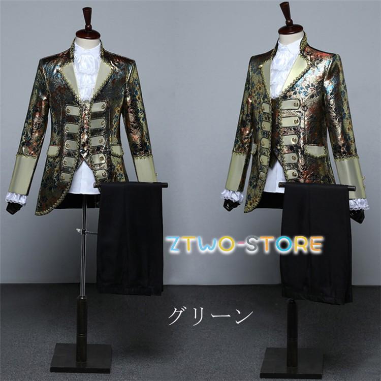 XS/S/M/L/XL 王子様 貴公子 メンズ 貴族 服 伯爵 男性用スーツ 5点