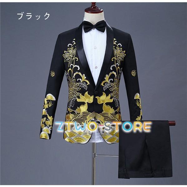 王子様 貴公子 大人 カラオケ 大会 演奏会 メンズ スーツ S~2XL 黒 赤