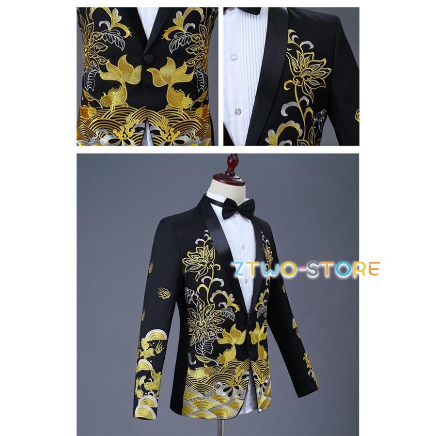 王子様 貴公子 大人 カラオケ 大会 演奏会 メンズ スーツ S~2XL 黒 赤