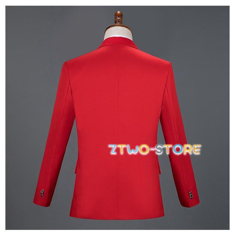 王子様 貴公子 演奏会 S~2XL 男性用スーツ 赤 白 黒 ブルー スリム