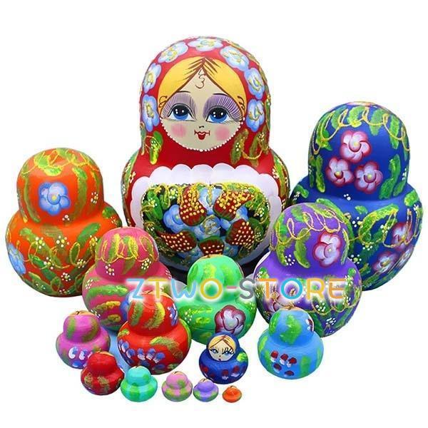 マトリョーシカ ロシア 人形 民芸品 手作り人形 手描き 15個組