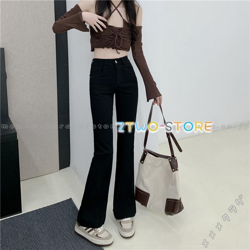 フレア パンツ レディース ラッパ スラックス デニム ハイ フレア パンツ レディース ラッパ スラックス デニム ハイ