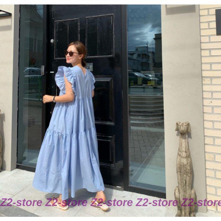 レディース ワンピース マキシ丈ワンピ ロング丈 袖なし フリル 夏