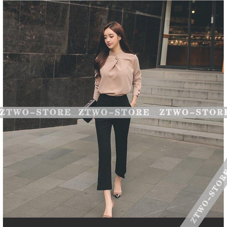セットアップ レディース セットアップ 長袖ブラウス ロングパンツ 韓国風 シフォン 大きいサイズ 通勤 Ol オシャレ 大人 上品 上下別 海外 ブランド