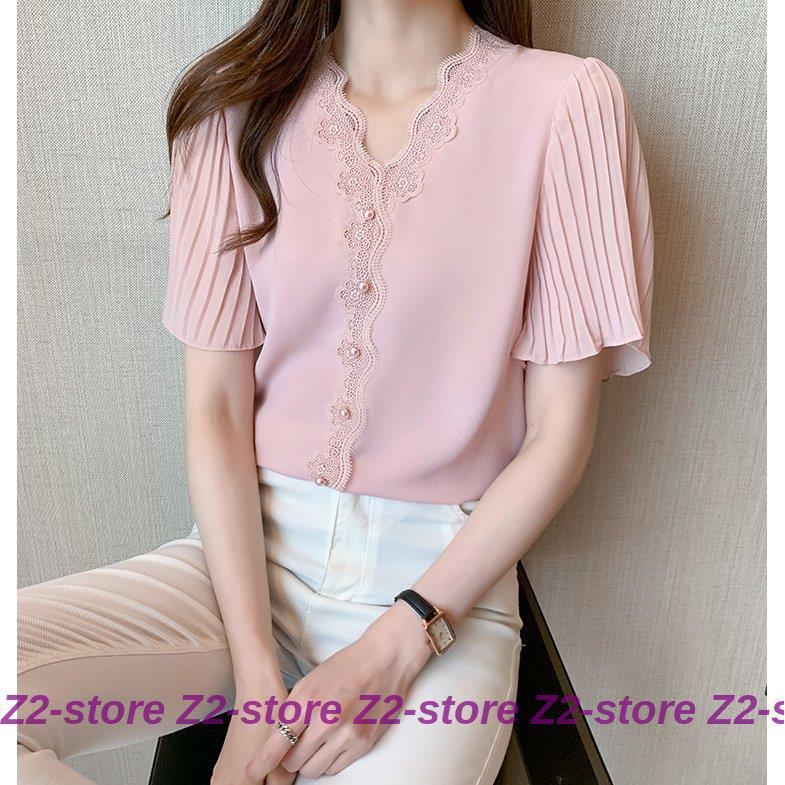 ブラウス レディース 半袖 夏 無地 トップス 白 Vネック 華やか きれい