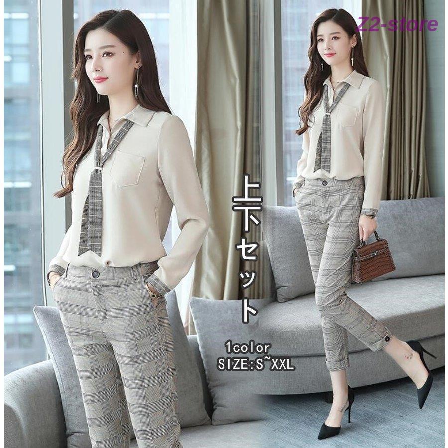セットアップ 上品 大人 レディース2点セット 長袖ブラウス 長パンツ チェック柄 30代 40代 50代 結婚式 入学式 卒業式 通勤 Ol 大きいサイズ おしゃれ 発表会 Ztwo 1119cs166 Z2ストア 通販 Yahoo ショッピング
