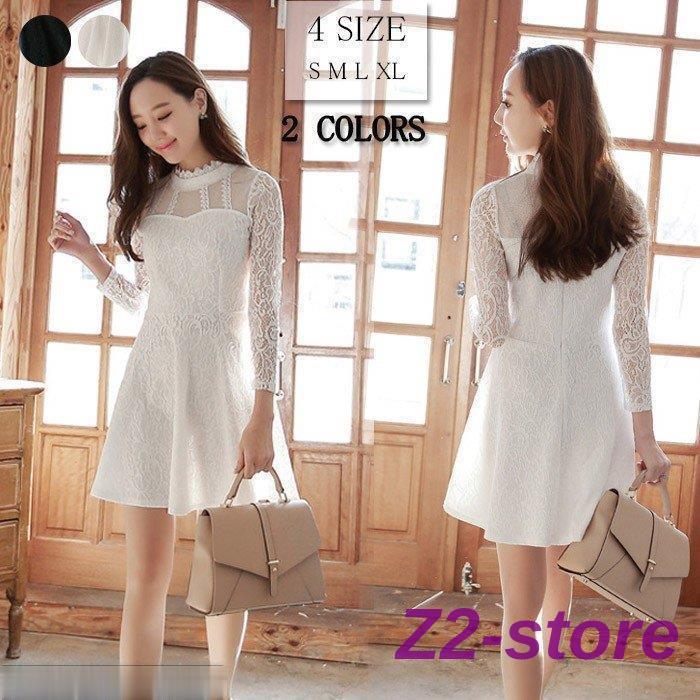 ワンピース レディース 秋冬 ワンピースレディース 上品 ワンピース 結婚式 レース ワンピース 長袖 白 黒 レース ワンピース レース ワンピース ドレス Ztwo 11lyq429 Z2ストア 通販 Yahoo ショッピング