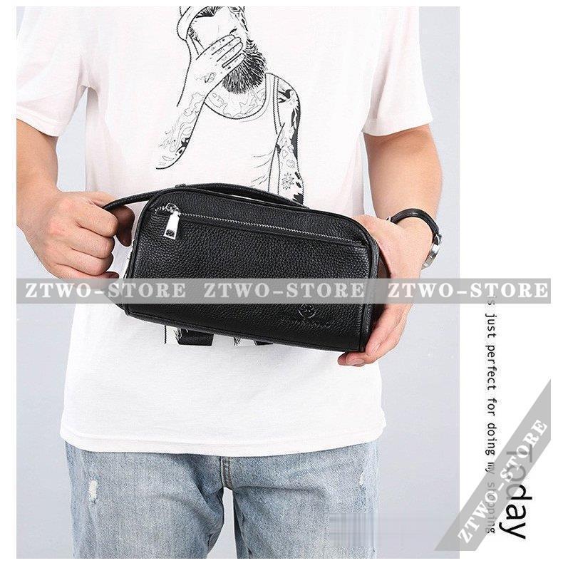 紳士用バック(牛革製) ビンテージ-70's○レザークラッチバッグ黒○240912k5-bag-clt