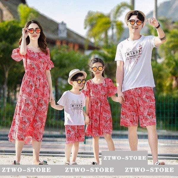 親子服 ビーチ 上下セット Tシャツ ワンピース 家族服 親子ペアルック