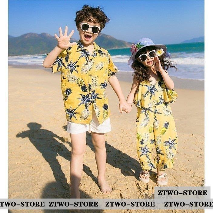 アロハシャツ メンズ 親子コーデ 親子 ペアルック 親子 お揃い 親子 ペア パイナップル柄 オールインワン アロハシャツ 父の日 男性はアロハシャツのみ Ztwo 1124qz801 Z2ストア 通販 Yahoo ショッピング