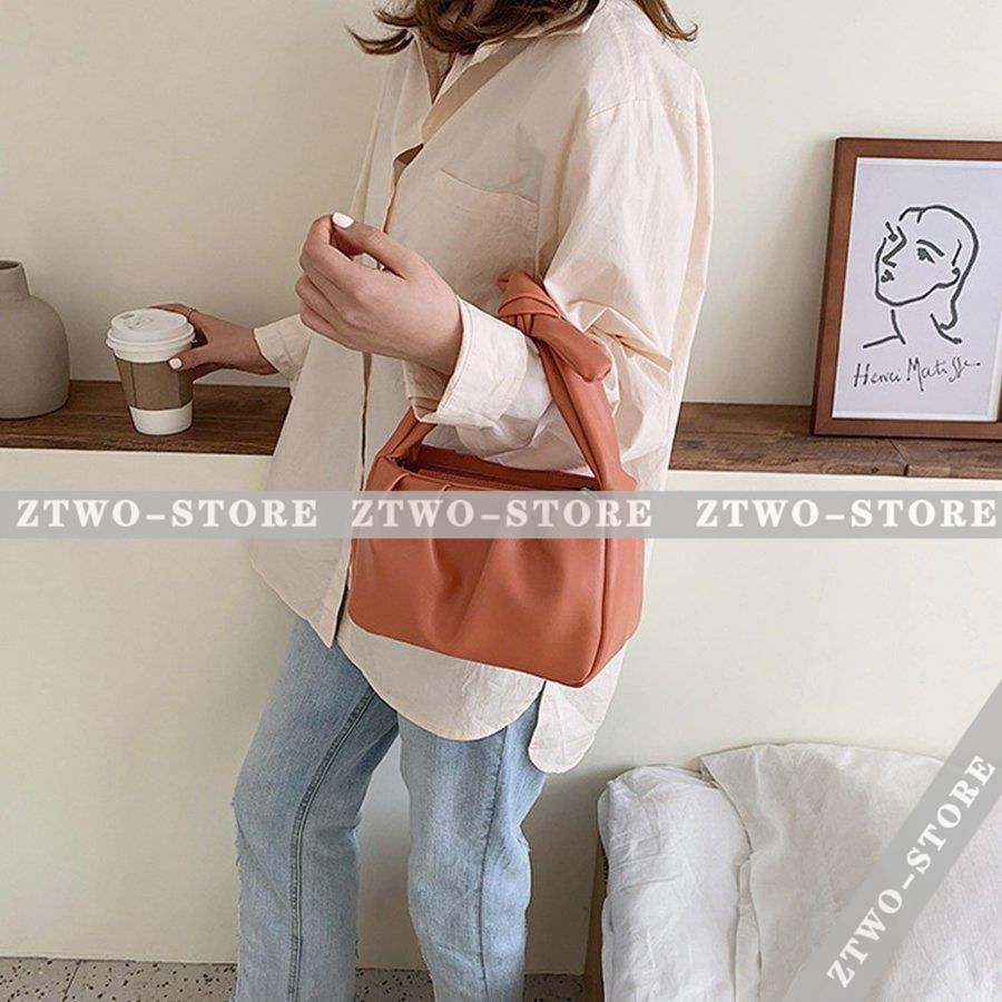 ショルダーバッグ レディース 革 斜めがけ 結びハンドル トートバッグ