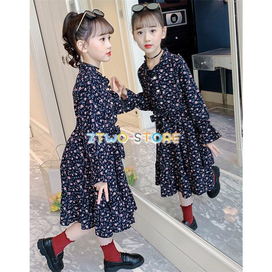 子供服 ワンピース 160 韓国子供服 キッズ 女の子 長袖 花柄ワンピース