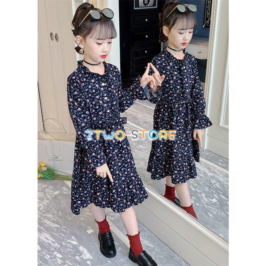 子供服 ワンピース 160 韓国子供服 キッズ 女の子 長袖 花柄ワンピース