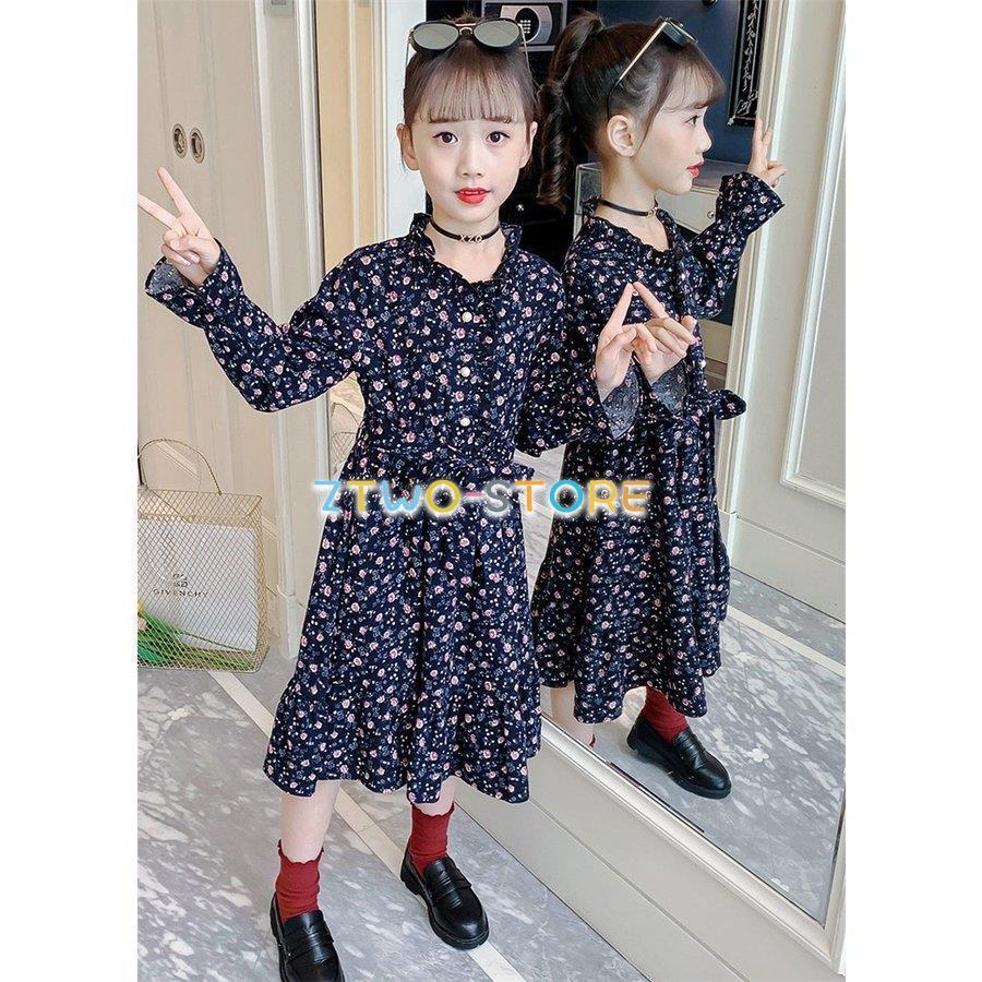 子供服 ワンピース 160 韓国子供服 キッズ 女の子 長袖 花柄ワンピース
