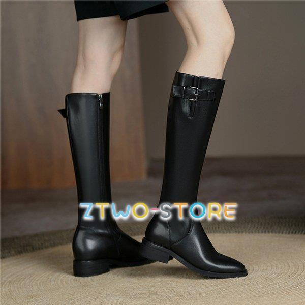 ロングブーツ レディース ロング丈 太ヒール スクエアトゥ トレンド 本革 ローヒール シンプル コスプレ 美脚 おしゃれ 歩きやすい ファスナー付き ロングブーツ レディース ロング丈 太ヒール スクエアトゥ トレンド 本
