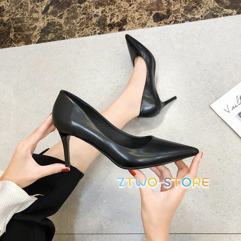 パンプス 黒 フォーマル 結婚式 ポインテッドトゥ ピンヒール 5cm 7cm