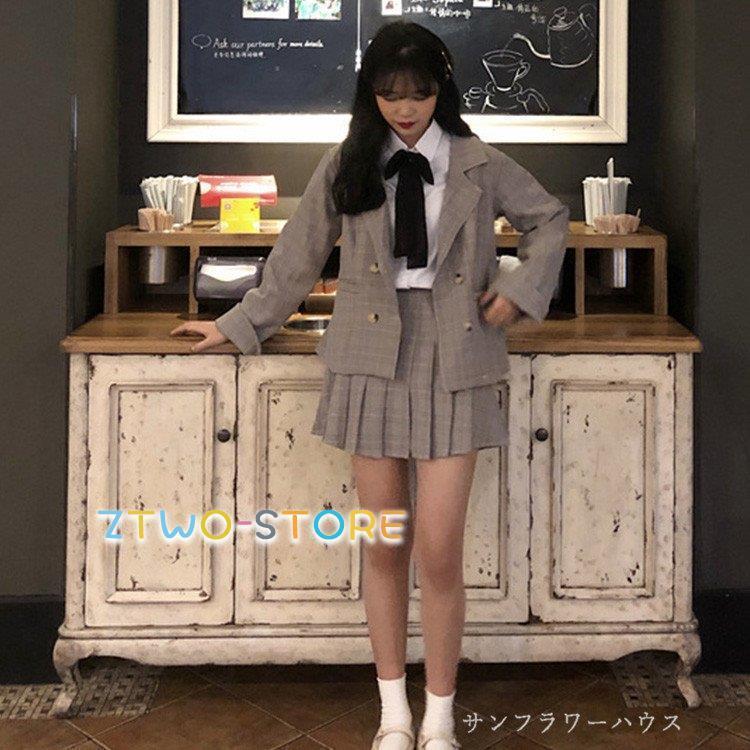 入学式 卒業式 スーツ 女子 女の子 女子 高校生 チェック柄 グレー Tシャツ 制服 3点セット 卒服 お受験 プリーツスカート スクール 制服  スカート発表会 :ztwo0125-by14:Z2ストア - 通販 - Yahoo!ショッピング