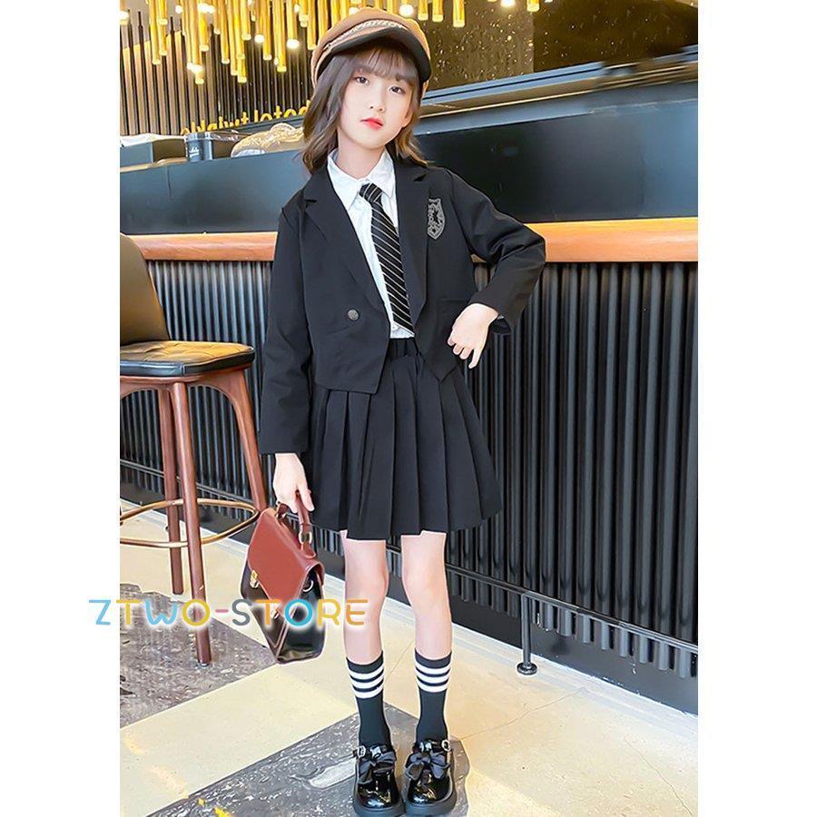 卒業式 スカートスーツ 女の子 スーツ 4点セット 韓国 入学式 学園