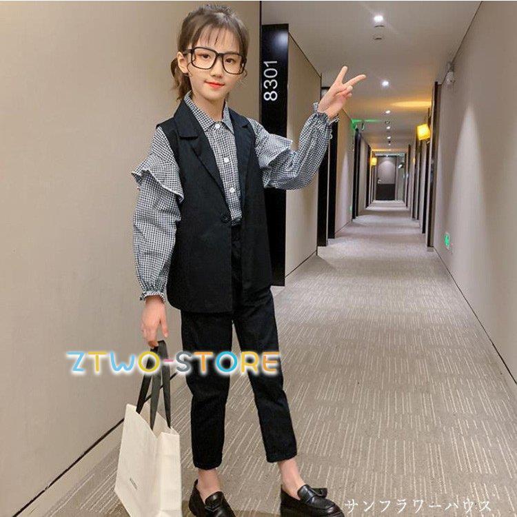 入学式 パンツスーツ 女の子 チェック 柄 フォーマルスーツ 韓国 子供服 子供スーツ キッズ ブラウス ベスト パンツ 3点セット 卒業式 110 160 ピアノ 発表会 :ztwo0125-by42:Z2ストア - 通販 - Yahoo!ショッピング 入学式 パンツスーツ 女の子 チェック 柄 フォーマルスーツ 韓国 子供服 子供スーツ キッズ ブラウス ベスト パンツ 3点セット 卒業式 110 160 ピアノ 発表会 :ztwo0125-by42:Z2ストア - 通販 - Yahoo!ショッピング