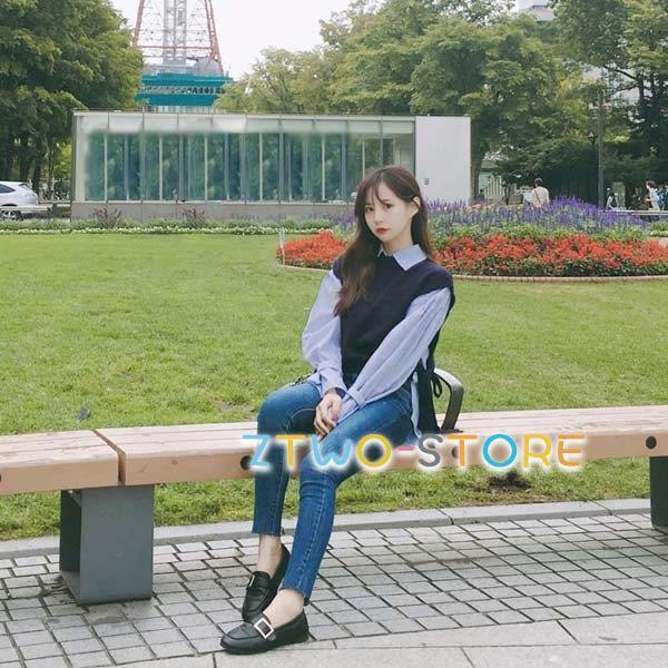 ニットベスト シャツセット レディース トップス ニットアンサンブル