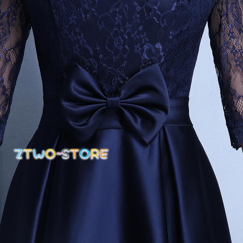 パーティードレス 結婚式 お呼ばれドレス 膝丈 袖あり 赤 黒 青