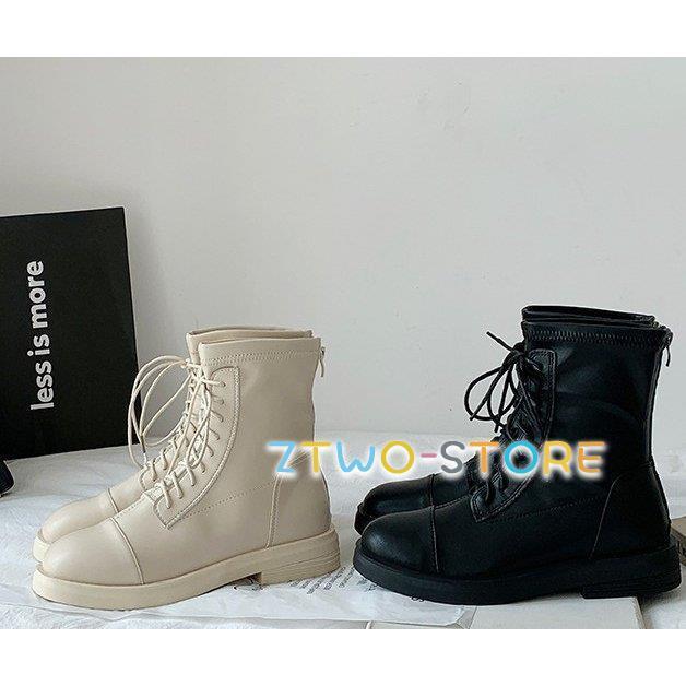 ショートブーツ レディース レースアップブーツ 編み上げブーツ 黒