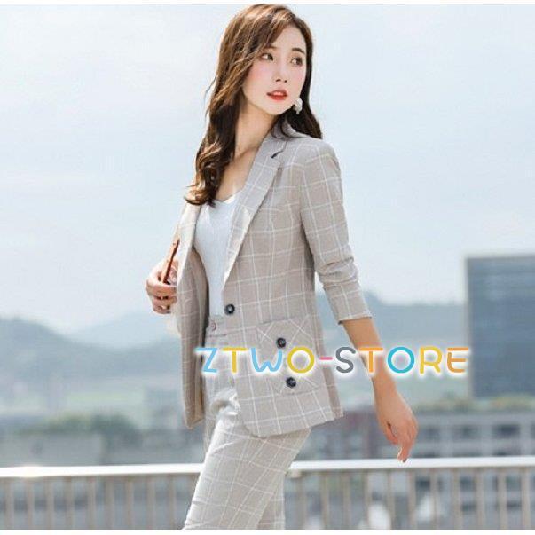 チェック パンツスーツ セットアップ レディース おしゃれ きれいめ