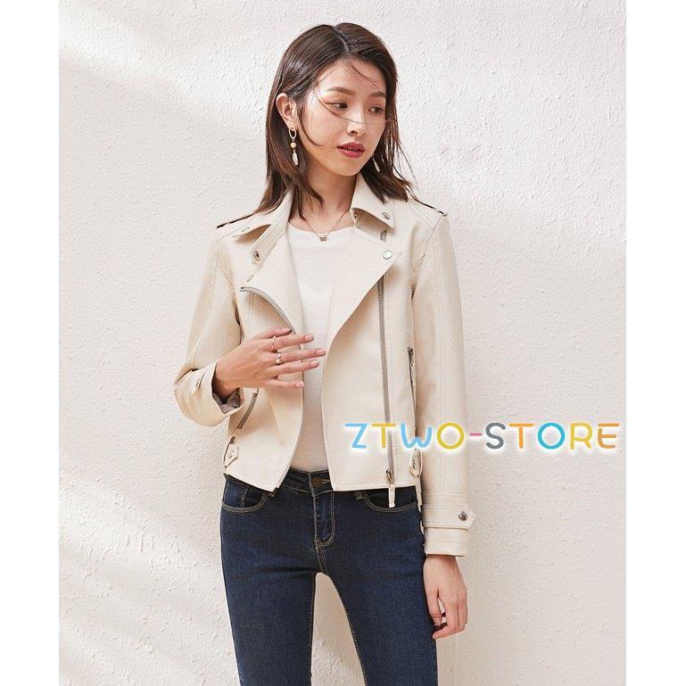 ライダース ジャケット レディース アウター 黒 白 革ジャン ショート