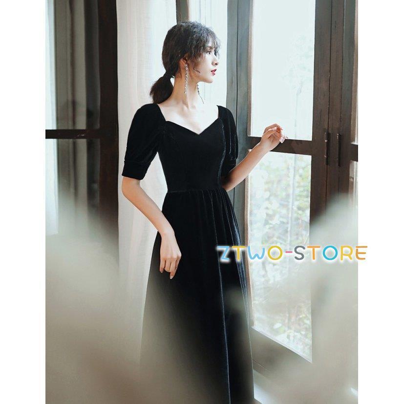 パーティードレス ロング 結婚式 お呼ばれドレス 黒 ロングドレス 演奏会 袖あり 半袖 大きいサイズ 3l 小さいサイズ 上品 ハイウエスト シンプル Ztwo0125 Nz308 Z2ストア 通販 Yahoo ショッピング