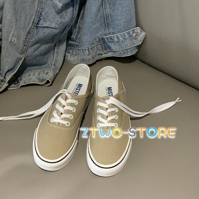 スニーカー レディース かかとが踏めるスニーカー 白 黒 ローカット