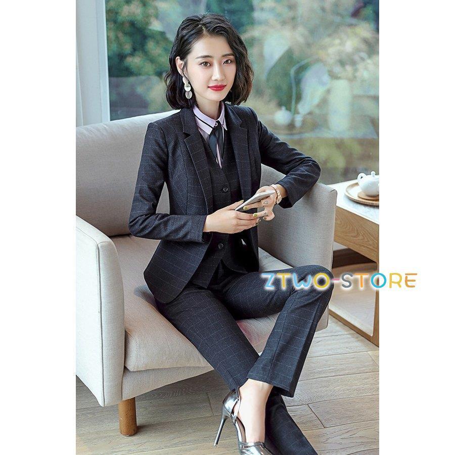 チェック パンツスーツ レディース セットアップ スーツ ジャケット