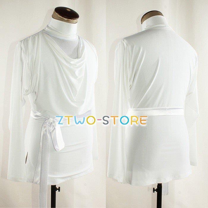 男性社交ダンス衣装 トップス ホワイト 競技用 ダンスウェア 練習着