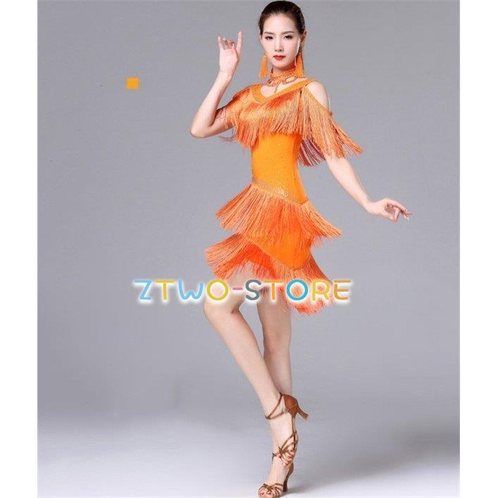 ラテンドレス ラテンダンス ダンス衣装 演技服 ワンピース 練習着